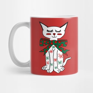 Cute Holiday Snowflake Cat Mug